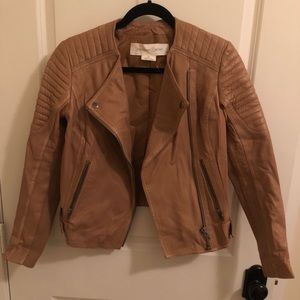 Tan faux leather biker jacket